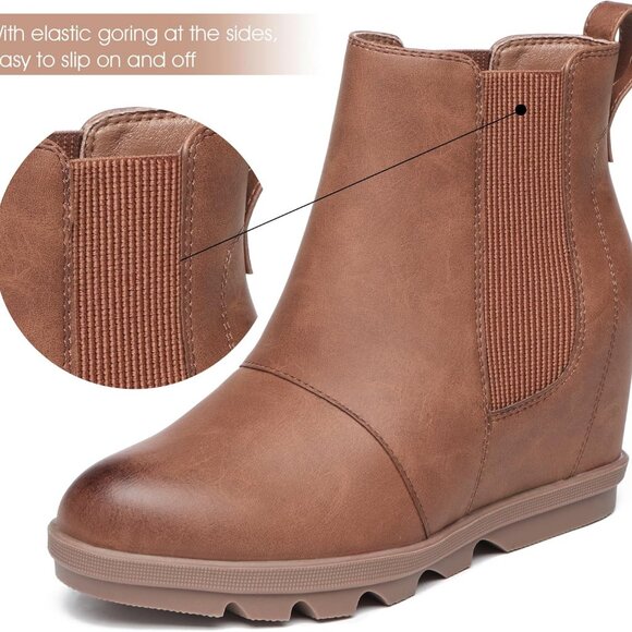 Women's Brown Wedge Booties 5.5 - Picture 3 of 6